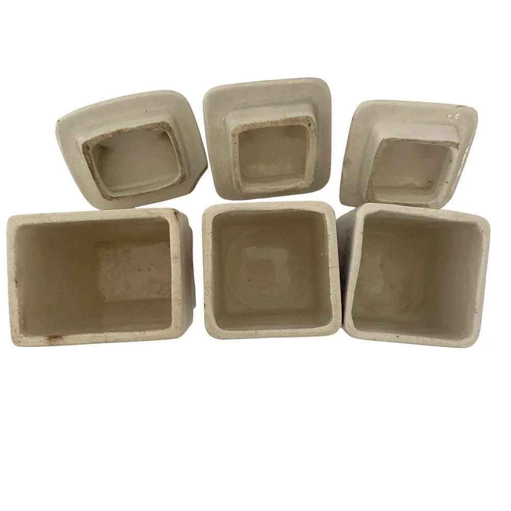 Antique German Ceramic‎ Spice Canisters Blue White Cloves Pepper Nutmeg 3pc